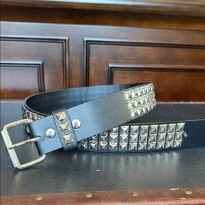 Punk Studded Black Leather Belt